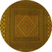 Round Persian Yellow Traditional Rug, tr2297yw