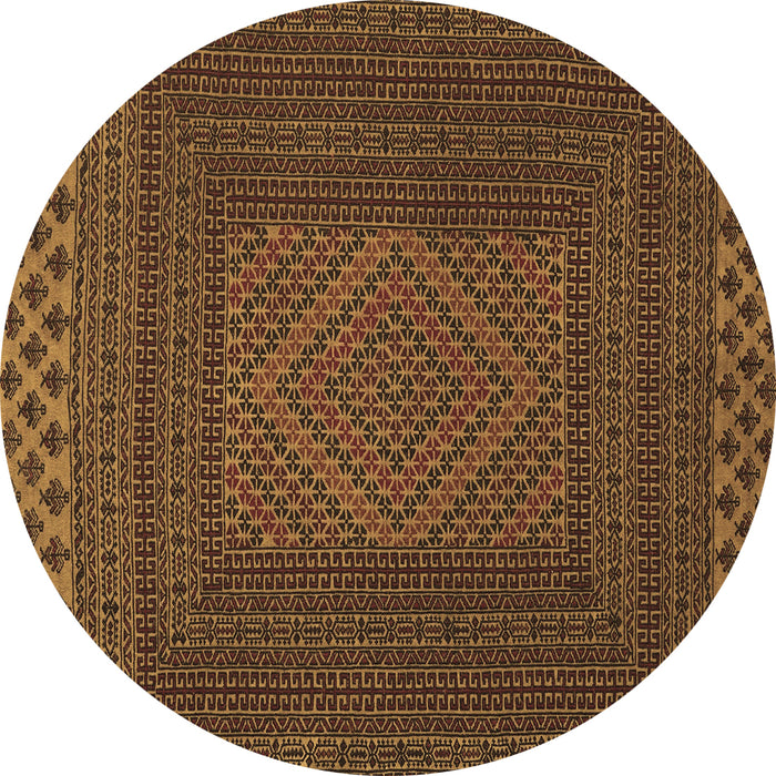 Round Machine Washable Persian Brown Traditional Rug, wshtr2297brn