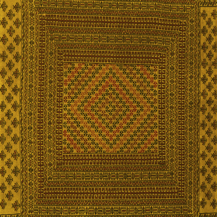 Square Machine Washable Persian Yellow Traditional Rug, wshtr2297yw