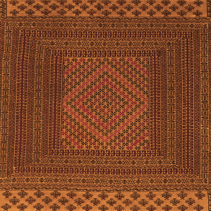 Round Machine Washable Persian Orange Traditional Area Rugs, wshtr2297org