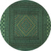 Round Persian Turquoise Traditional Rug, tr2297turq