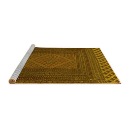 Sideview of Machine Washable Persian Yellow Traditional Rug, wshtr2297yw