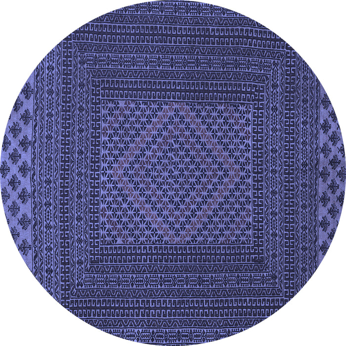 Round Machine Washable Persian Blue Traditional Rug, wshtr2297blu