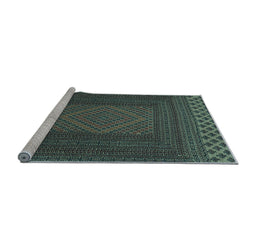 Sideview of Machine Washable Persian Light Blue Traditional Rug, wshtr2297lblu