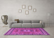 Machine Washable Persian Purple Traditional Area Rugs in a Living Room, wshtr2298pur