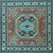 Square Machine Washable Persian Light Blue Traditional Rug, wshtr2298lblu