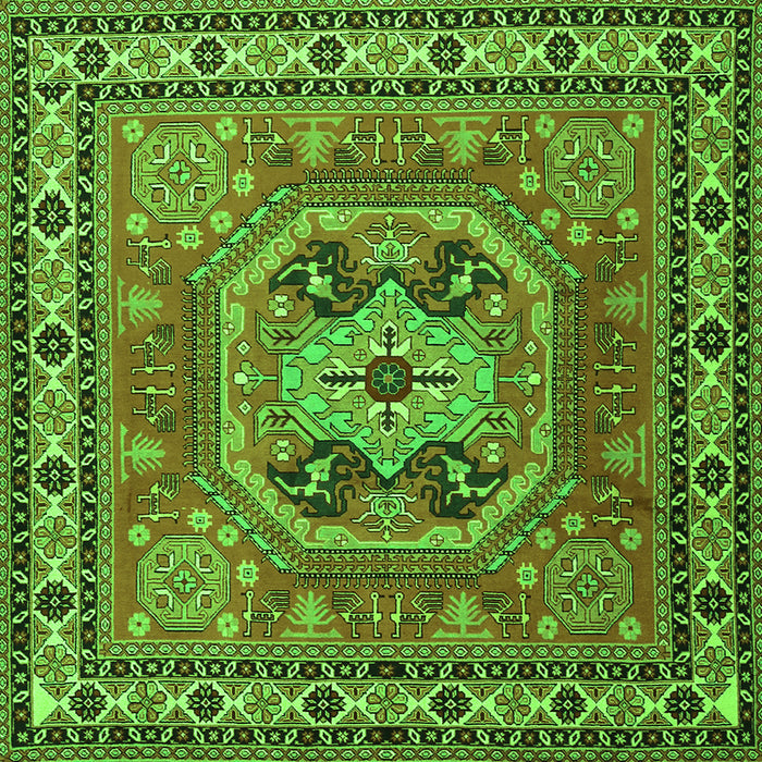 Round Machine Washable Persian Green Traditional Area Rugs, wshtr2298grn