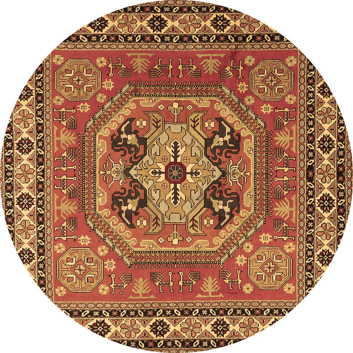 Round Persian Brown Traditional Rug, tr2298brn