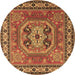 Round Persian Brown Traditional Rug, tr2298brn