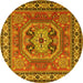 Round Machine Washable Persian Yellow Traditional Rug, wshtr2298yw