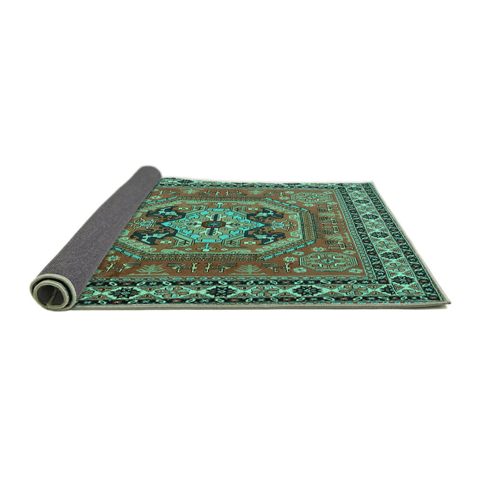 Sideview of Persian Turquoise Traditional Rug, tr2298turq