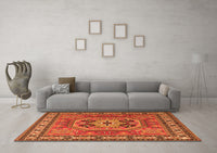 Machine Washable Persian Orange Traditional Rug, wshtr2298org