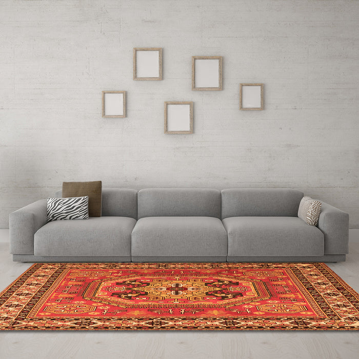 Machine Washable Persian Orange Traditional Area Rugs in a Living Room, wshtr2298org