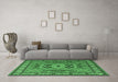 Machine Washable Persian Emerald Green Traditional Area Rugs in a Living Room,, wshtr2298emgrn