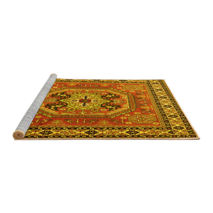 Sideview of Machine Washable Persian Yellow Traditional Rug, wshtr2298yw