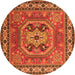 Machine Washable Persian Orange Traditional Area Rugs, wshtr2298org