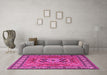 Machine Washable Persian Pink Traditional Rug in a Living Room, wshtr2298pnk