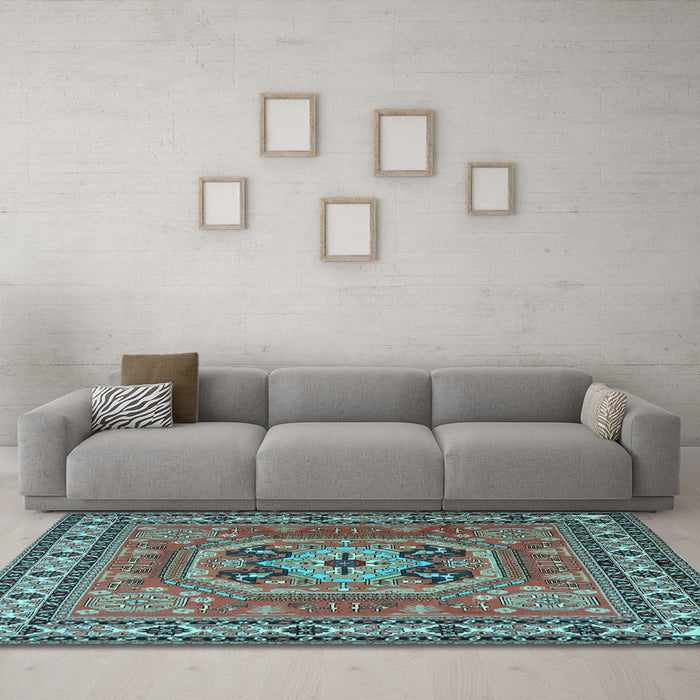 Machine Washable Persian Light Blue Traditional Rug in a Living Room, wshtr2298lblu