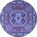 Round Persian Blue Traditional Rug, tr2298blu