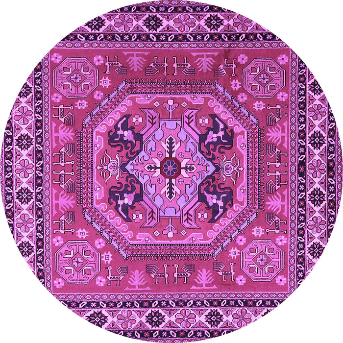 Round Machine Washable Persian Purple Traditional Area Rugs, wshtr2298pur