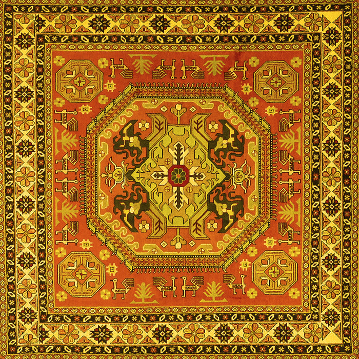 Square Machine Washable Persian Yellow Traditional Rug, wshtr2298yw