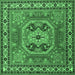 Square Machine Washable Persian Emerald Green Traditional Area Rugs, wshtr2298emgrn