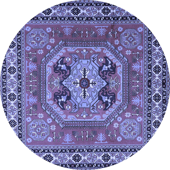 Round Machine Washable Persian Blue Traditional Rug, wshtr2298blu