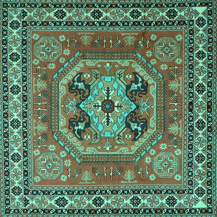 Square Machine Washable Persian Turquoise Traditional Area Rugs, wshtr2298turq