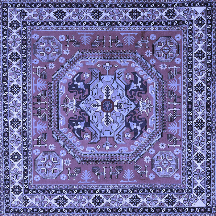 Square Machine Washable Persian Blue Traditional Rug, wshtr2298blu