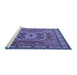 Sideview of Machine Washable Persian Blue Traditional Rug, wshtr2298blu