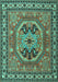 Machine Washable Persian Turquoise Traditional Area Rugs, wshtr2299turq