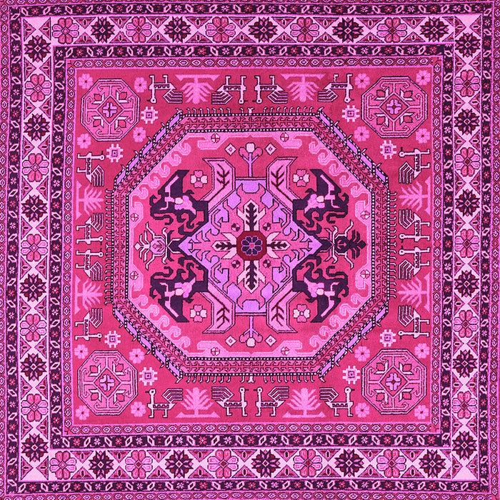 Square Machine Washable Persian Pink Traditional Rug, wshtr2299pnk