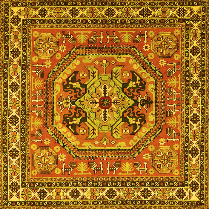Square Machine Washable Persian Yellow Traditional Rug, wshtr2299yw