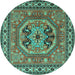Round Persian Turquoise Traditional Rug, tr2299turq