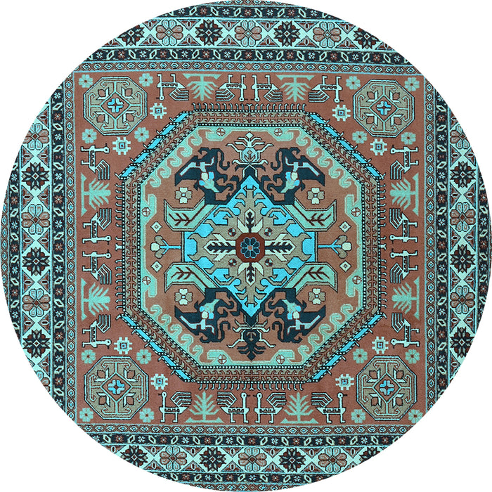 Round Machine Washable Persian Light Blue Traditional Rug, wshtr2299lblu