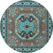 Round Machine Washable Persian Light Blue Traditional Rug, wshtr2299lblu