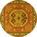 Round Persian Yellow Traditional Rug, tr2299yw