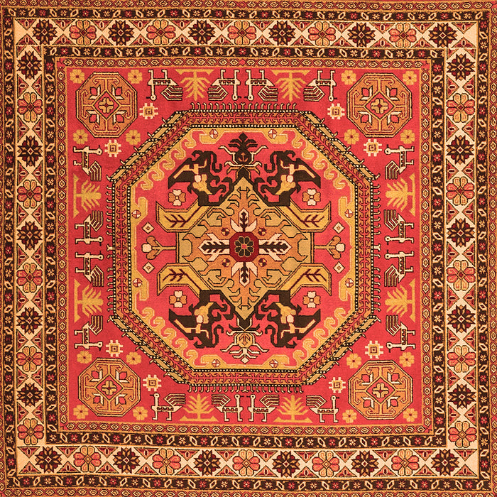 Round Machine Washable Persian Orange Traditional Area Rugs, wshtr2299org