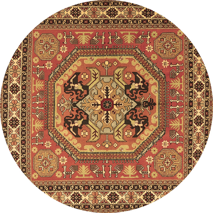 Round Machine Washable Persian Brown Traditional Rug, wshtr2299brn