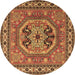 Round Machine Washable Persian Brown Traditional Rug, wshtr2299brn