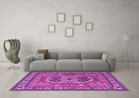 Machine Washable Persian Purple Traditional Rug, wshtr2299pur