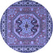 Round Machine Washable Persian Blue Traditional Rug, wshtr2299blu