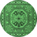 Round Persian Emerald Green Traditional Rug, tr2299emgrn