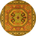 Round Machine Washable Persian Yellow Traditional Rug, wshtr2299yw