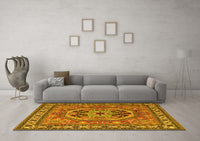 Machine Washable Persian Yellow Traditional Rug, wshtr2299yw