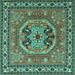 Square Machine Washable Persian Turquoise Traditional Area Rugs, wshtr2299turq