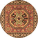 Round Persian Brown Traditional Rug, tr2299brn