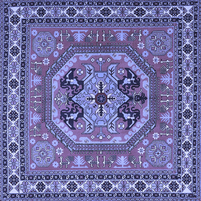 Square Machine Washable Persian Blue Traditional Rug, wshtr2299blu