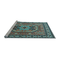 Sideview of Machine Washable Persian Light Blue Traditional Rug, wshtr2299lblu