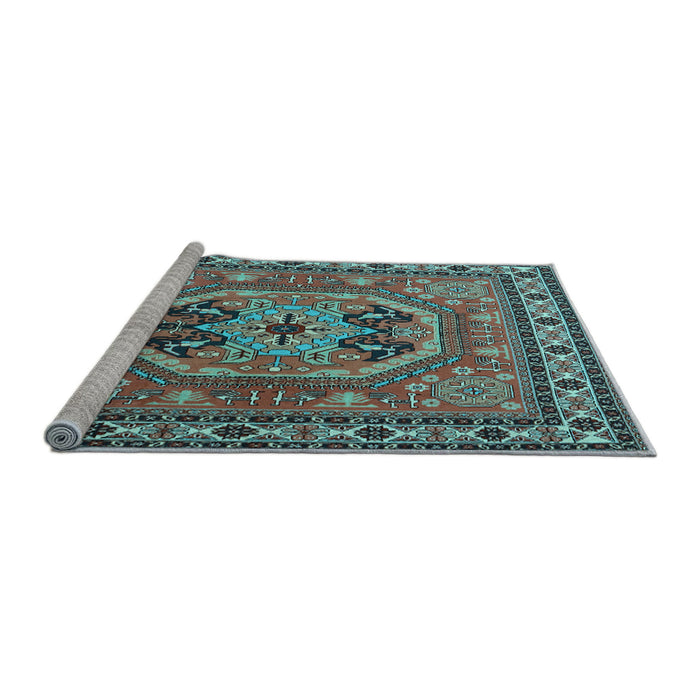 Sideview of Machine Washable Persian Light Blue Traditional Rug, wshtr2299lblu